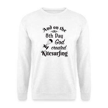 And on the 8th Day God created Kitesurfing - Unisex Pullover - Weiß - Vorne - Alina (178cm) & Michal (187cm)