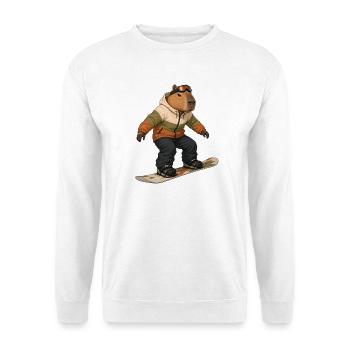 Capybara beim Snowboarding - Unisex Pullover - Weiß - Vorne - Alina (178cm) & Michal (187cm)