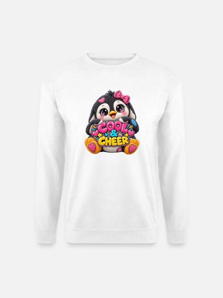 Cool & Cheer Patchwork-Pinguin mit Herzen - Unisex Pullover - Weiß