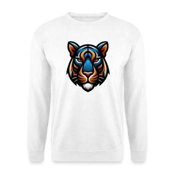 Tiger Kopf Vektor Blau Orange - Unisex Pullover - Weiß - Vorne - Alina (178cm) & Michal (187cm)
