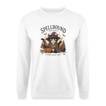 Verzauberte Katzenhexe - Unisex Pullover - Weiß - Vorne - Alina (178cm) & Michal (187cm)