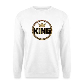 Goldenes Königskronenabzeichen - Unisex Pullover - Weiß - Vorne - Alina (178cm) & Michal (187cm)
