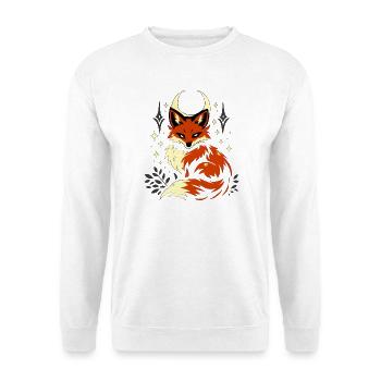 Mondfuchs im Sternenglanz - Unisex Pullover - Weiß - Vorne - Alina (178cm) & Michal (187cm)