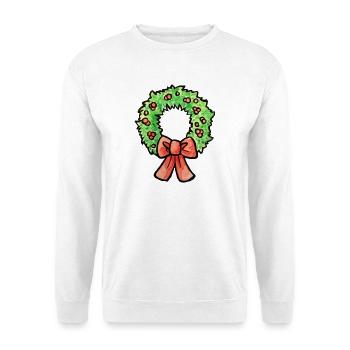 Aquarellkranz mit Schleife - Unisex Pullover - Weiß - Vorne - Alina (178cm) & Michal (187cm)