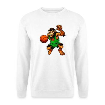Schimpansen Basketballerin / Basketball Affe - Unisex Pullover - Weiß - Vorne - Alina (178cm) & Michal (187cm)