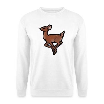 Rehkitz-in-Bewegung-Silhouette - Unisex Pullover - Weiß - Vorne - Alina (178cm) & Michal (187cm)