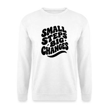 Small Steps Big Changes - Unisex Pullover - Weiß - Vorne - Alina (178cm) & Michal (187cm)
