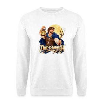 Dorfheld im Mondlicht - Unisex Pullover - Weiß - Vorne - Alina (178cm) & Michal (187cm)