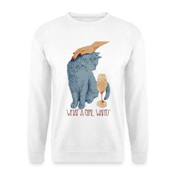 WAS EIN MÄDCHEN WILL - Unisex Pullover - Weiß - Vorne - Alina (178cm) & Michal (187cm)