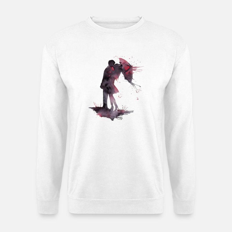Liebe und Kuss Aquarell - Unisex Pullover - Weiß