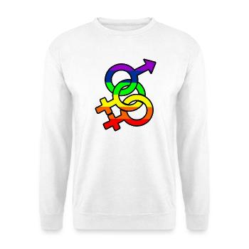 Geschlecht bisexuell 2 Logo mit Regenbogen - Unisex Pullover - Weiß - Vorne