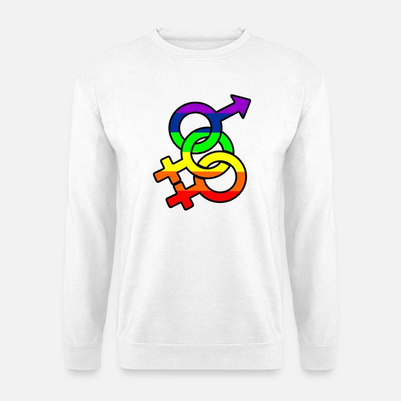 Gender bisexual 2 logo with rainbow - Unisex Sweatshirt - white