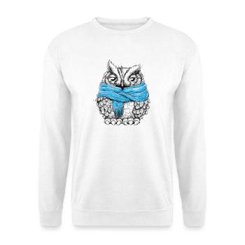 Eule mit Schal - Unisex Pullover - Weiß - Vorne