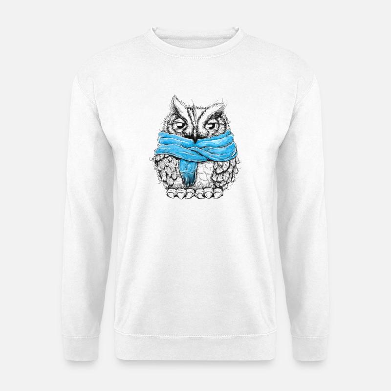 Eule mit Schal - Unisex Pullover - Weiß