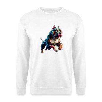 Pitbull Hund läuft Origami Geometrisch 3D - Unisex Pullover - Weiß - Vorne