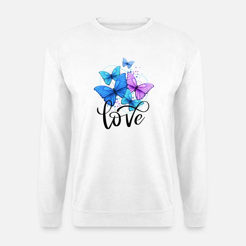 Love,Schmetterlinge,Liebe,flower power,Frau, - Unisex Pullover - Weiß
