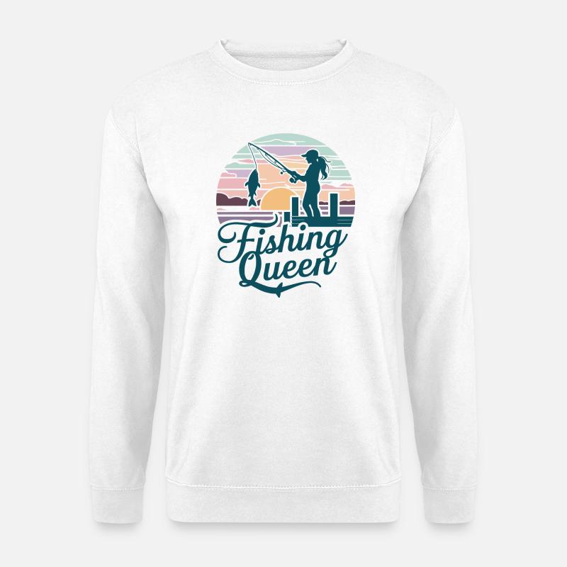 Fishing Queen - Sunset Silhouette - Unisex Pullover - Weiß
