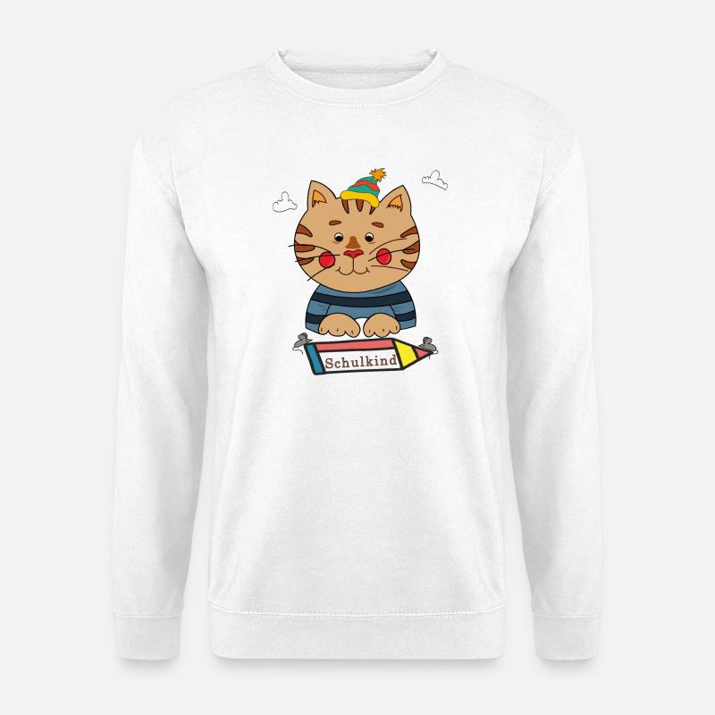 Schulkind Katze - Unisex Pullover - Weiß