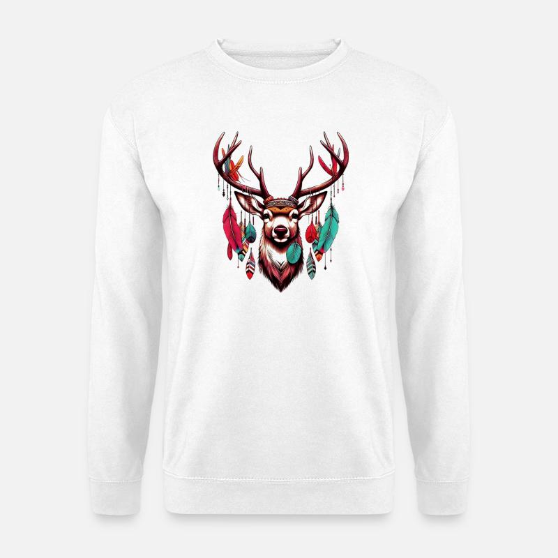 Indianer Hirsche Amerikanische Indianer - Unisex Pullover - Weiß