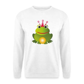 Prince grenouille - avec couronne rose et boule dorée - Sweat-shirt Unisexe - blanc - Devant