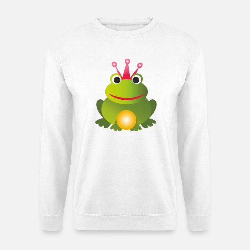 Froschkönig - mit pinker Krone und goldene Kugel - Unisex Pullover - Weiß