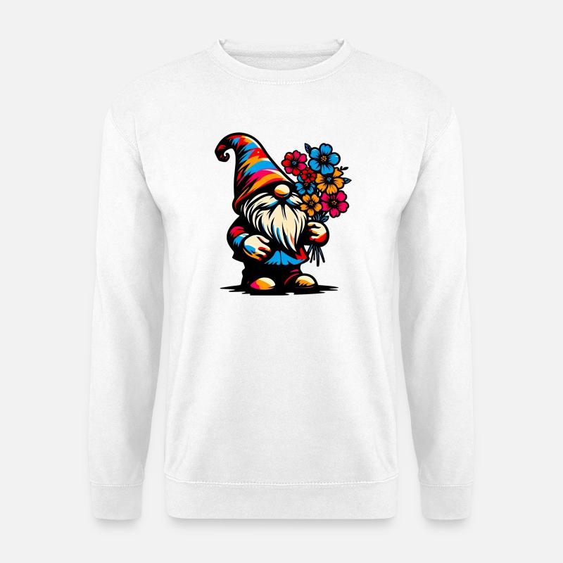 Zwerg mit Blumen - Unisex Pullover - Weiß