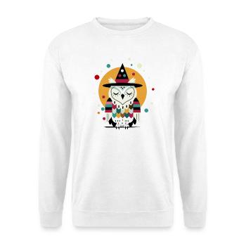 Magische Eule im Halloween-Stil mit Hexen Hut - Unisex Pullover - Weiß - Vorne
