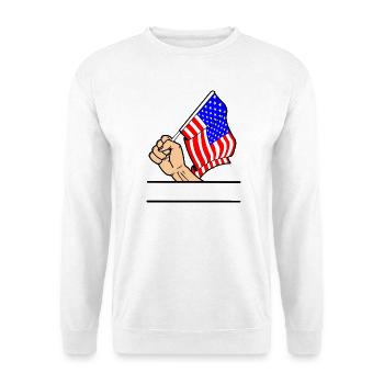Flag USA fist text space - Unisex Sweatshirt - white - Front