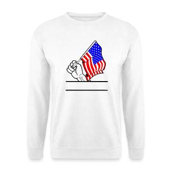 Flag USA transparent fist text space - Unisex Sweatshirt - white - Front