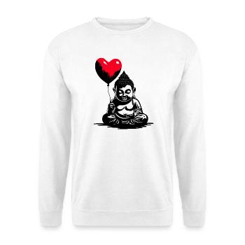 Buddha mit Herz Luftballon - Heartful Creatures - Unisex Pullover - Weiß - Vorne