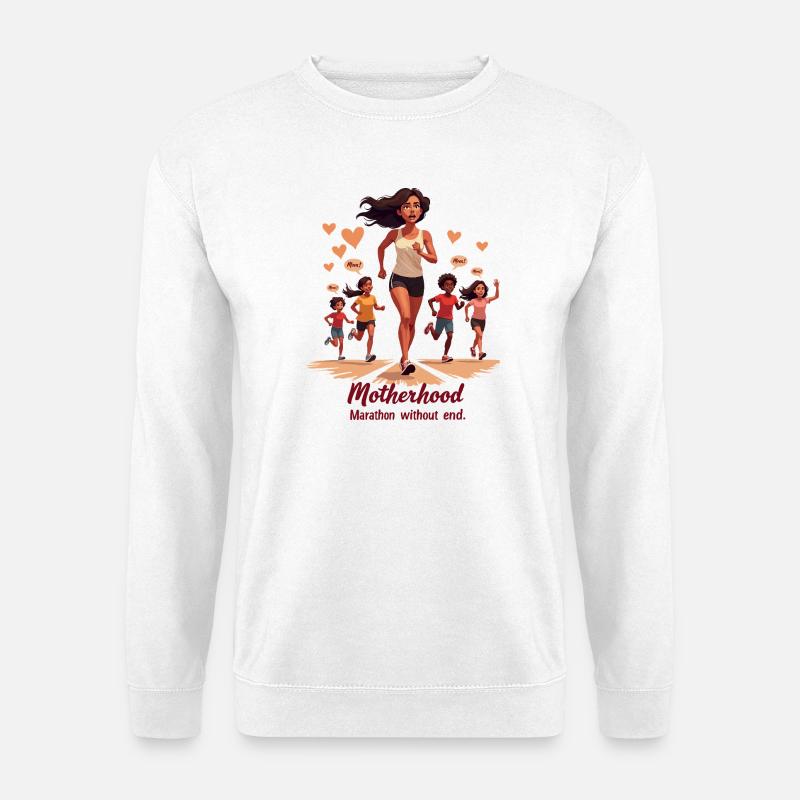 Muttersein: Marathon ohne Ende. - Unisex Pullover - Weiß