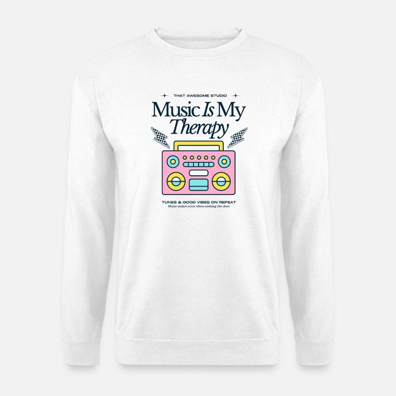 Boombox Music Is My Therapy - Unisex Pullover - Weiß