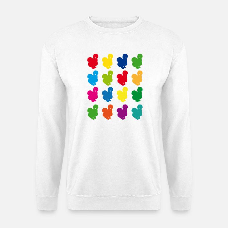 Bunte Henne Muster auf Farbsammlung, Seidenhuhn - Unisex Pullover - Weiß