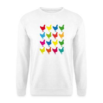 Graphique de la silhouette de poulets colorés - Sweat-shirt Unisexe - blanc - Devant