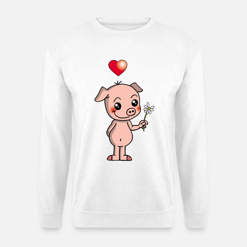 Manga und süßes Schwein - Unisex Pullover - Weiß