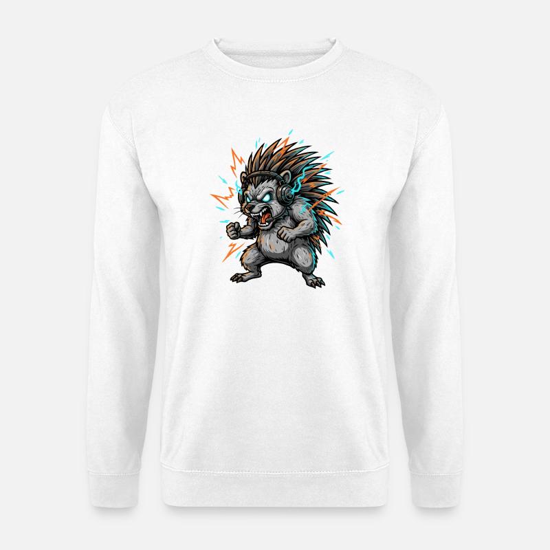 Elektrischer Cyber-Igel-DJ - Unisex Pullover - Weiß