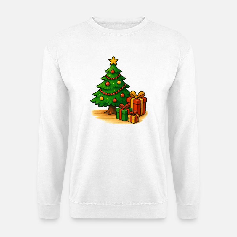 Weihnachtsbaum mit Geschenken Muster - Unisex Pullover - Weiß