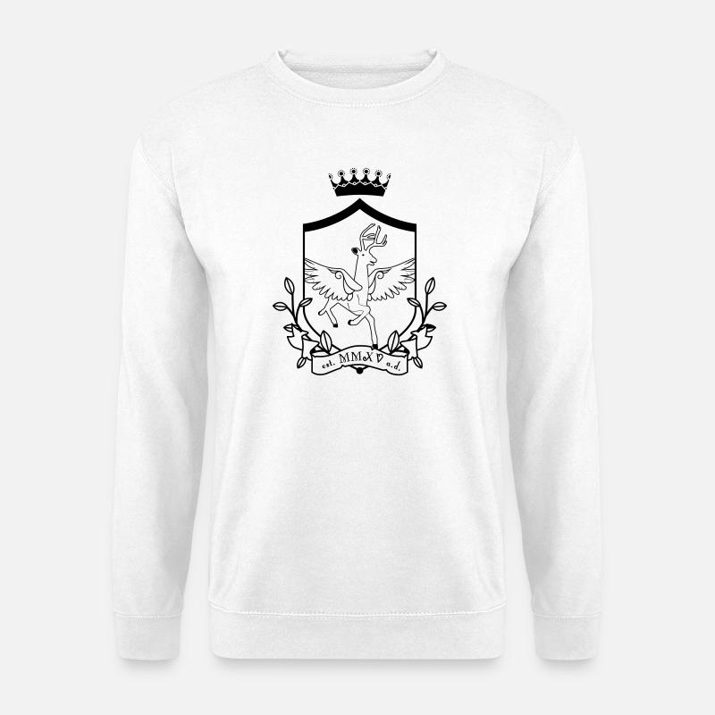 Geflügeltes Reh – edles Wappentier Wald - Unisex Pullover - Weiß