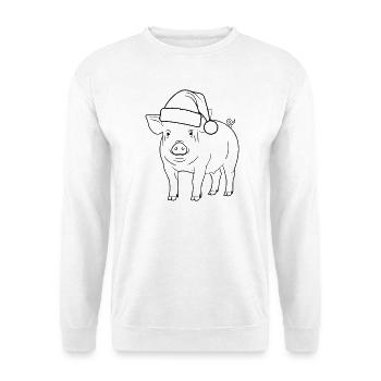 Pig with Santa Hat Illustration - Unisex Sweatshirt - white - Front