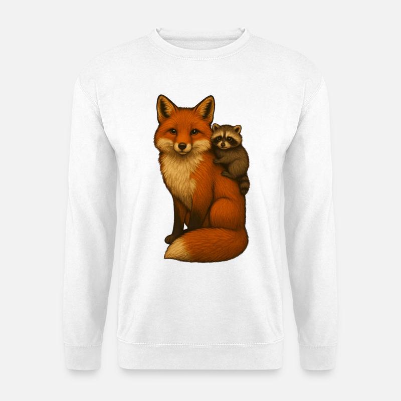 Fuchs und Waschbär - Unisex Pullover - Weiß