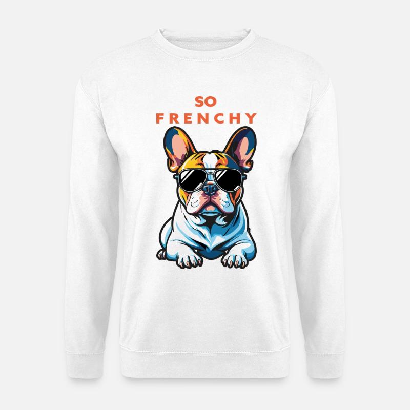 Bouledogue français Pop Chic Lunettes - Sweat-shirt Unisexe - blanc