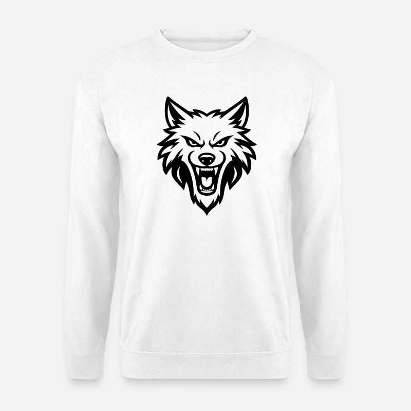 Wolf Kopf - Unisex Pullover - Weiß