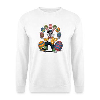 Osterhasen-Show mit bunten Eiern - Unisex Pullover - Weiß - Vorne