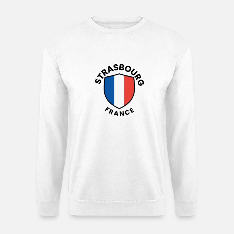Flagge des Straßburger Schildes Frankreich - Unisex Pullover - Weiß