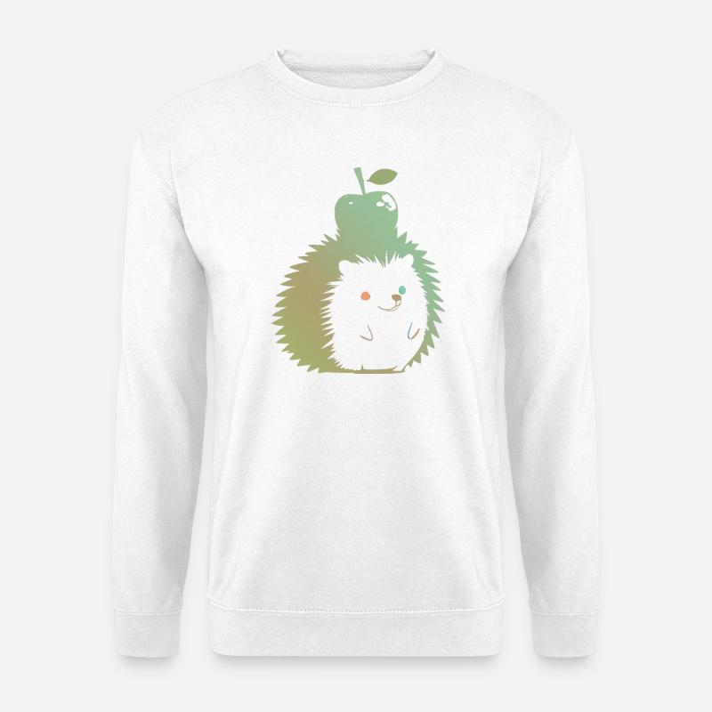 Pastel Hedgehog with Apple - Unisex Sweatshirt - white