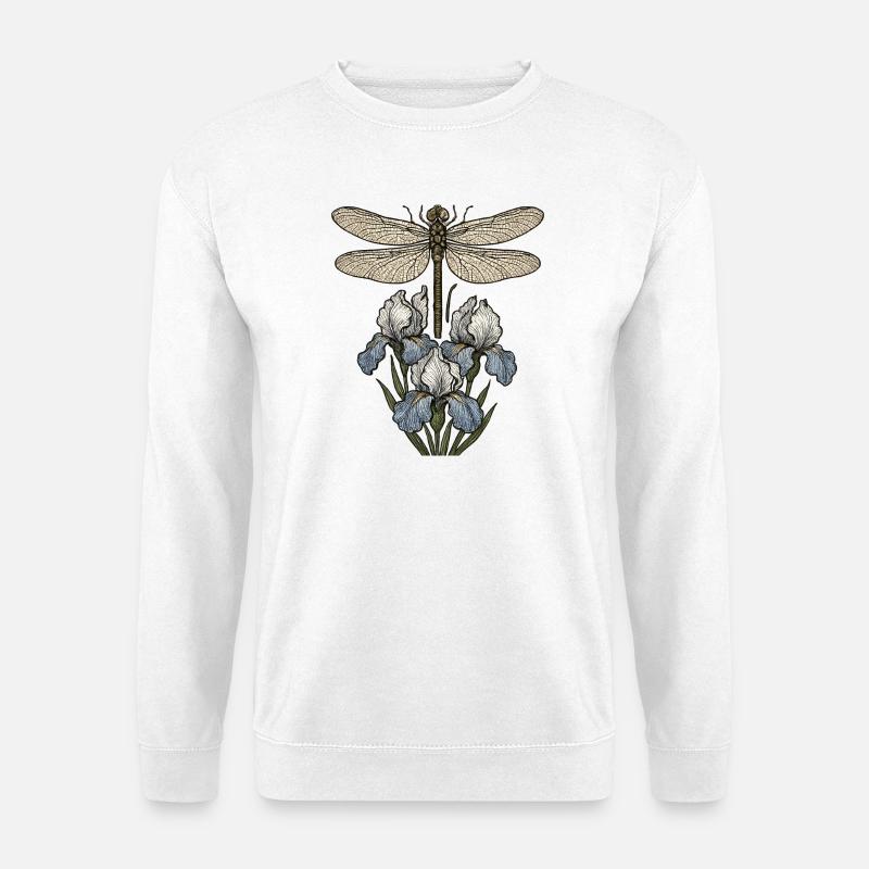 Dragonfly over iris flowers - Unisex Sweatshirt - white