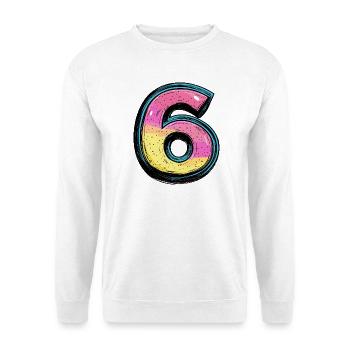 6 Zahl Bunt - Unisex Pullover - Weiß - Vorne