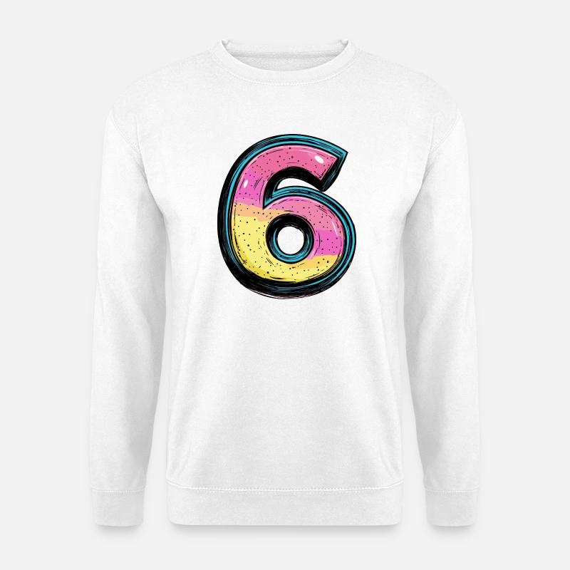 6 Zahl Bunt - Unisex Pullover - Weiß