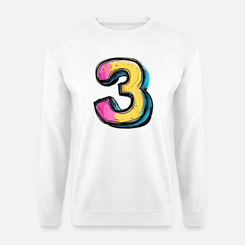 3 Zahl Bunt - Unisex Pullover - Weiß