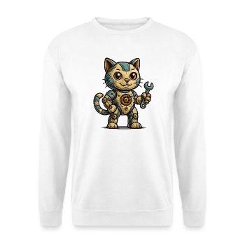 Steampunk-Katze Schrauberheld - Unisex Pullover - Weiß - Vorne